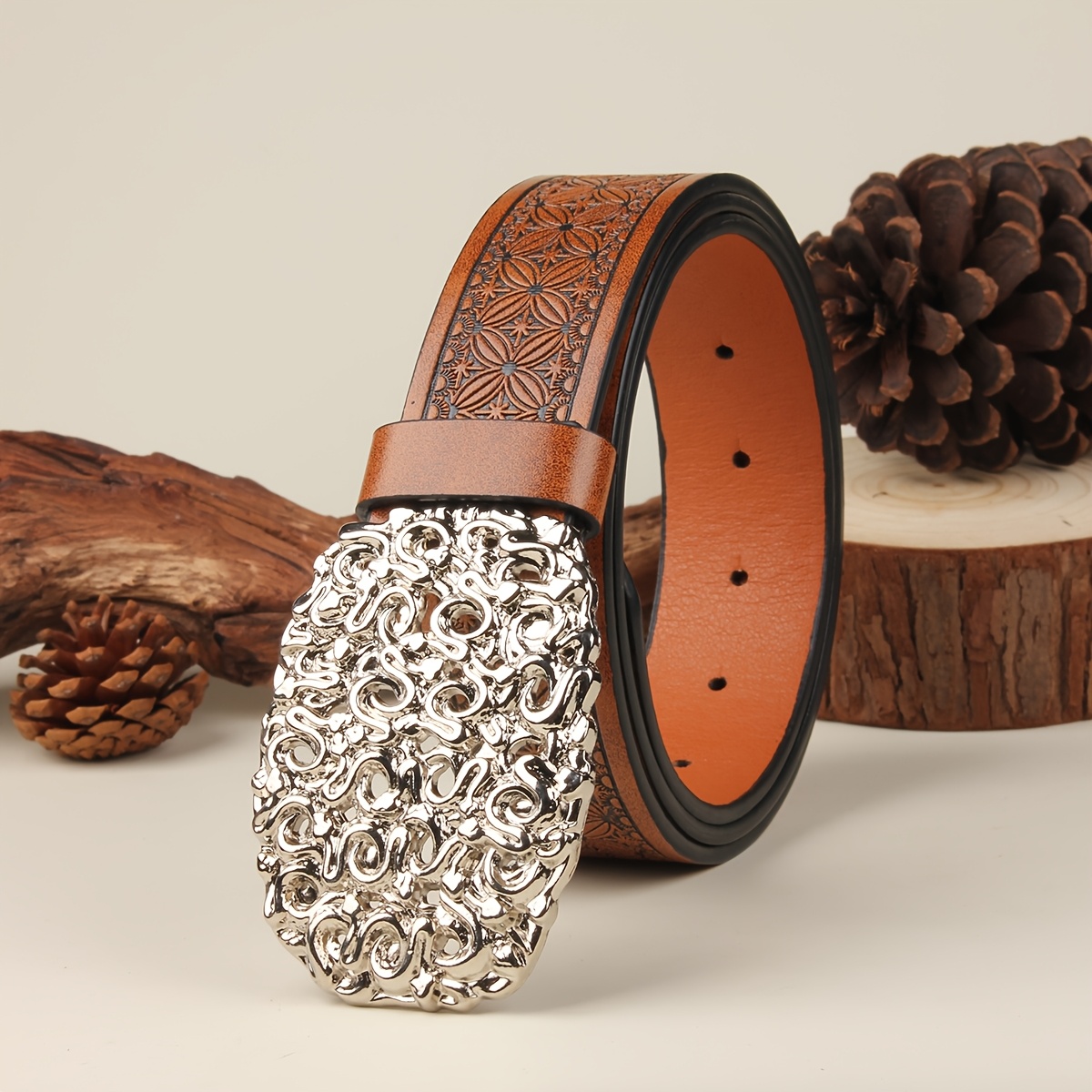 Fashionable Snake Hollow Out Belt with Silvery Buckle 3.7cm Wide